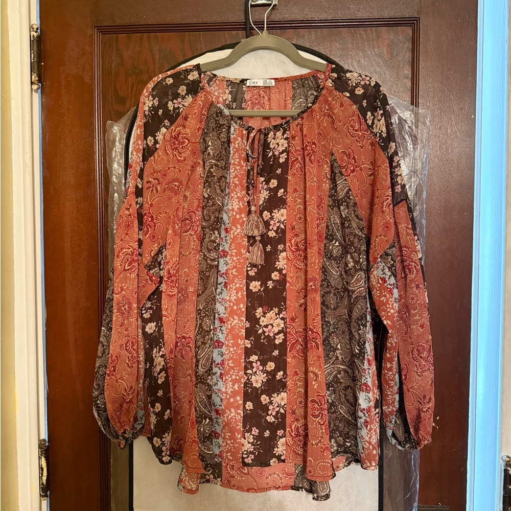 Dex Multicolor Floral Patchwork Blouse - image 1